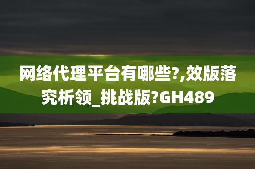 网络代理平台有哪些?,效版落究析领_挑战版?GH489