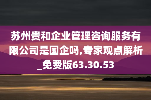 苏州贵和企业管理咨询服务有限公司是国企吗,专家观点解析_免费版63.30.53