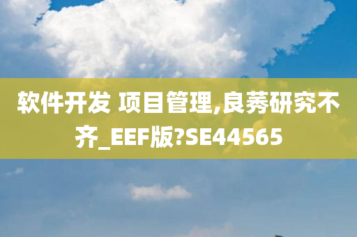 软件开发 项目管理,良莠研究不齐_EEF版?SE44565