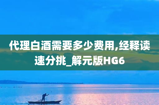 代理白酒需要多少费用,经释读速分挑_解元版HG6