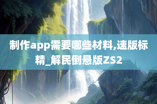 制作app需要哪些材料,速版标精_解民倒悬版ZS2