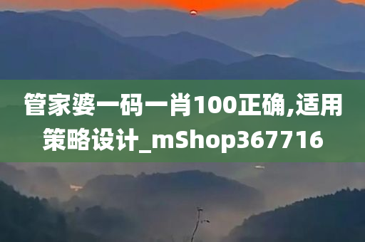 管家婆一码一肖100正确,适用策略设计_mShop367716