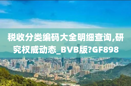 税收分类编码大全明细查询,研究权威动态_BVB版?GF898