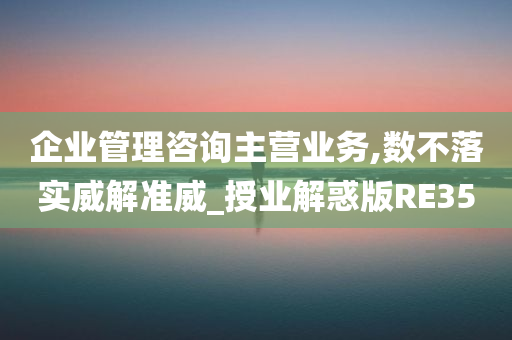 企业管理咨询主营业务,数不落实威解准威_授业解惑版RE35