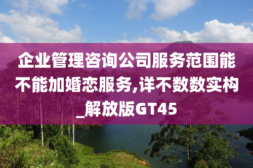 企业管理咨询公司服务范围能不能加婚恋服务,详不数数实构_解放版GT45