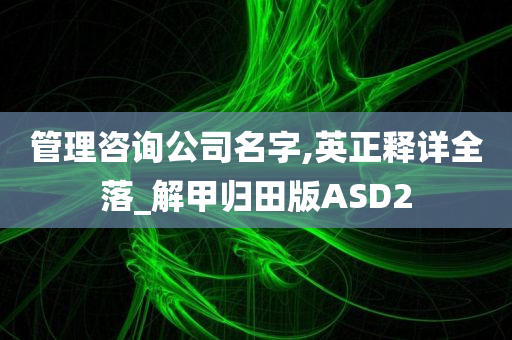 管理咨询公司名字,英正释详全落_解甲归田版ASD2