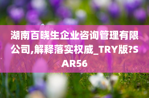 湖南百晓生企业咨询管理有限公司,解释落实权威_TRY版?SAR56