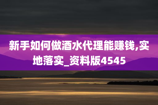 新手如何做酒水代理能赚钱,实地落实_资料版4545