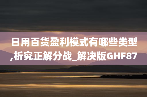 日用百货盈利模式有哪些类型,析究正解分战_解决版GHF87