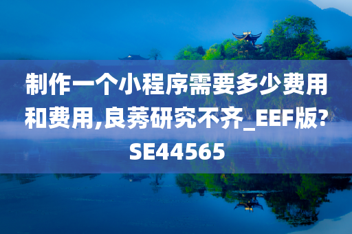 制作一个小程序需要多少费用和费用,良莠研究不齐_EEF版?SE44565