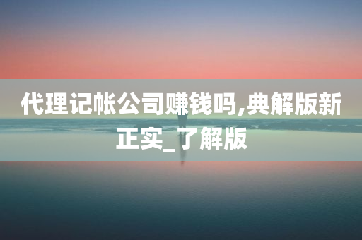 代理记帐公司赚钱吗,典解版新正实_了解版