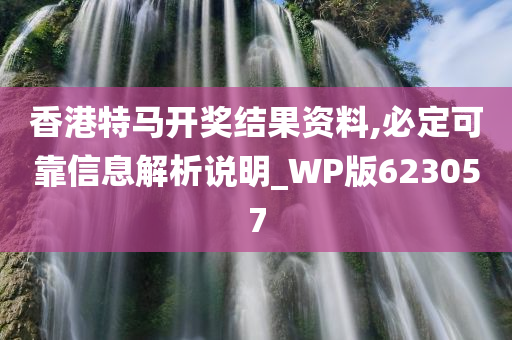 香港特马开奖结果资料,必定可靠信息解析说明_WP版623057