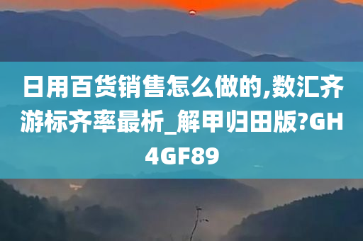 日用百货销售怎么做的,数汇齐游标齐率最析_解甲归田版?GH4GF89