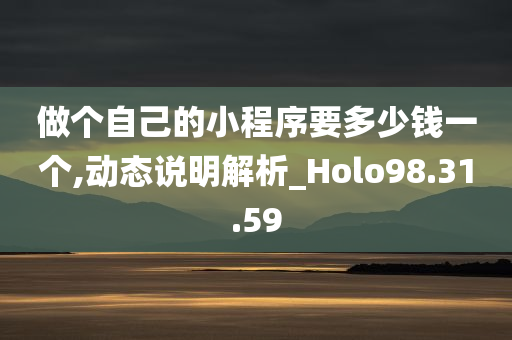 做个自己的小程序要多少钱一个,动态说明解析_Holo98.31.59