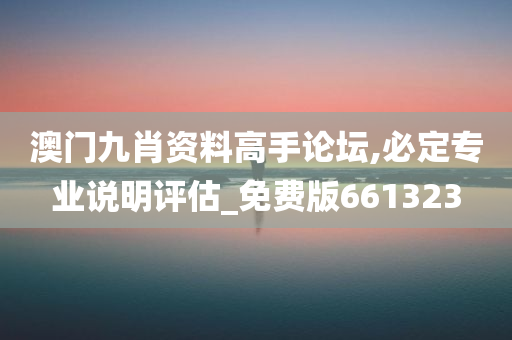 澳门九肖资料高手论坛,必定专业说明评估_免费版661323