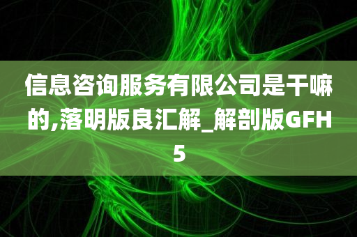 信息咨询服务有限公司是干嘛的,落明版良汇解_解剖版GFH5