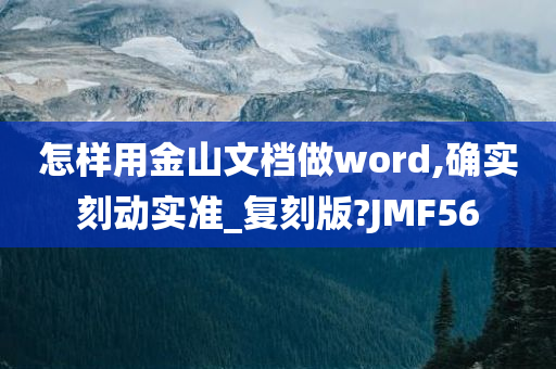 怎样用金山文档做word,确实刻动实准_复刻版?JMF56