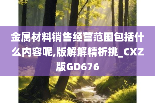 金属材料销售经营范围包括什么内容呢,版解解精析挑_CXZ版GD676