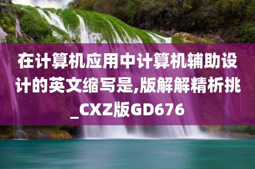 在计算机应用中计算机辅助设计的英文缩写是,版解解精析挑_CXZ版GD676