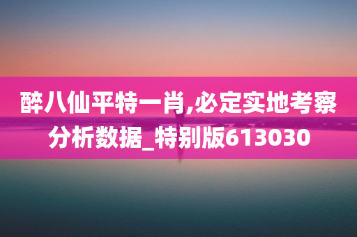 醉八仙平特一肖,必定实地考察分析数据_特别版613030