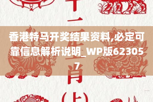 香港特马开奖结果资料,必定可靠信息解析说明_WP版623057