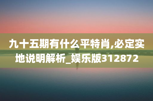 九十五期有什么平特肖,必定实地说明解析_娱乐版312872