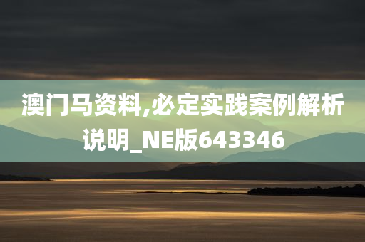 澳门马资料,必定实践案例解析说明_NE版643346