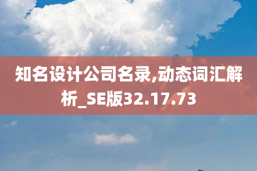 知名设计公司名录,动态词汇解析_SE版32.17.73