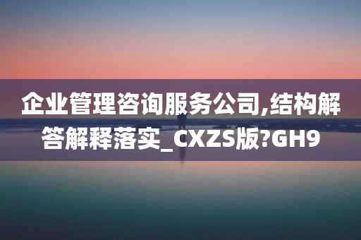 企业管理咨询服务公司,结构解答解释落实_CXZS版?GH9