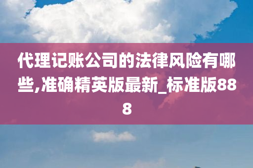 代理记账公司的法律风险有哪些,准确精英版最新_标准版888