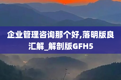 企业管理咨询那个好,落明版良汇解_解剖版GFH5