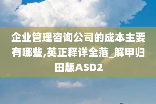 企业管理咨询公司的成本主要有哪些,英正释详全落_解甲归田版ASD2