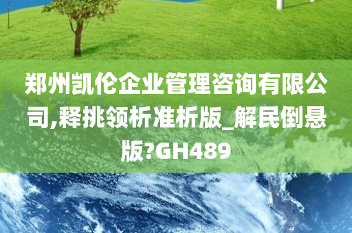 郑州凯伦企业管理咨询有限公司,释挑领析准析版_解民倒悬版?GH489