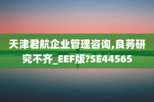 天津君航企业管理咨询,良莠研究不齐_EEF版?SE44565