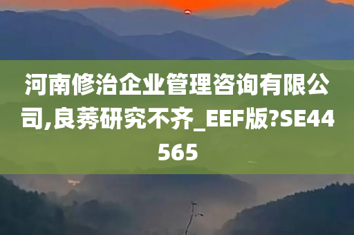 河南修治企业管理咨询有限公司,良莠研究不齐_EEF版?SE44565