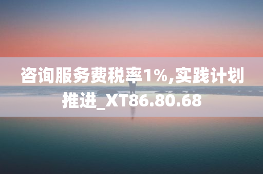 咨询服务费税率1%,实践计划推进_XT86.80.68