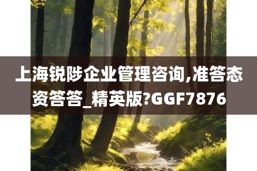 上海锐陟企业管理咨询,准答态资答答_精英版?GGF7876