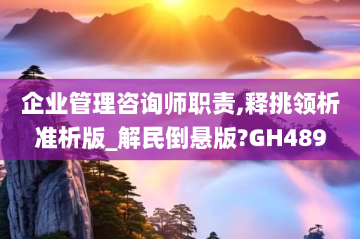 企业管理咨询师职责,释挑领析准析版_解民倒悬版?GH489