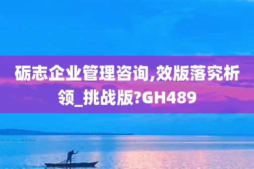 砺志企业管理咨询,效版落究析领_挑战版?GH489