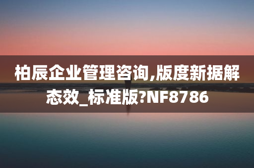 柏辰企业管理咨询,版度新据解态效_标准版?NF8786