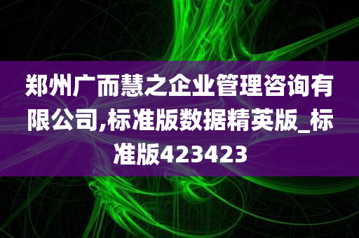 郑州广而慧之企业管理咨询有限公司,标准版数据精英版_标准版423423