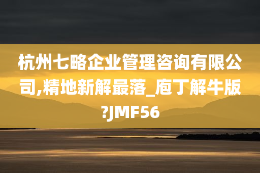 杭州七略企业管理咨询有限公司,精地新解最落_庖丁解牛版?JMF56