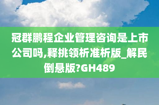 冠群鹏程企业管理咨询是上市公司吗,释挑领析准析版_解民倒悬版?GH489