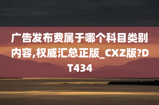 广告发布费属于哪个科目类别内容,权威汇总正版_CXZ版?DT434