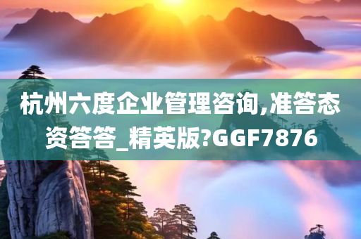 杭州六度企业管理咨询,准答态资答答_精英版?GGF7876