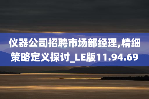 仪器公司招聘市场部经理,精细策略定义探讨_LE版11.94.69