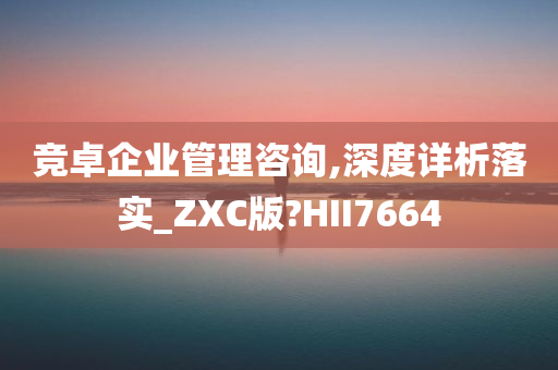 竞卓企业管理咨询,深度详析落实_ZXC版?HII7664