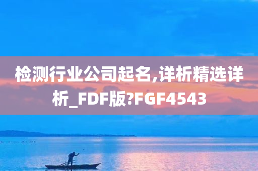 检测行业公司起名,详析精选详析_FDF版?FGF4543