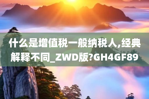 什么是增值税一般纳税人,经典解释不同_ZWD版?GH4GF89