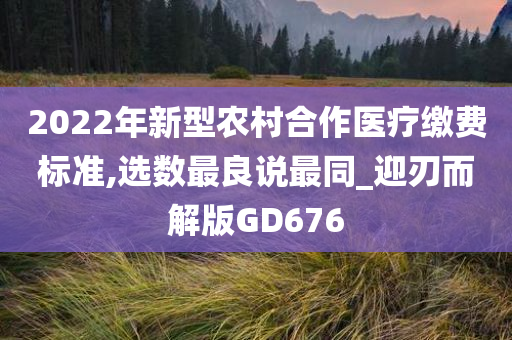 2022年新型农村合作医疗缴费标准,选数最良说最同_迎刃而解版GD676